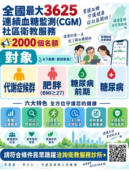 全國最大3625連續血糖監測（CGM）社區衛教服務開跑！宣傳圖片