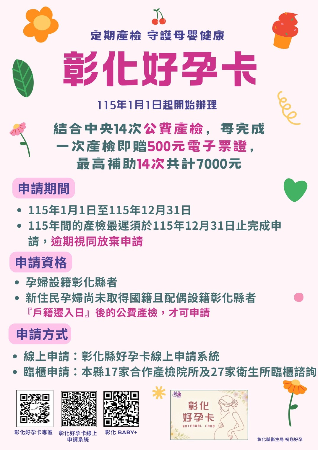 彰化好孕卡｜定期產檢 守護母嬰健康🏻宣傳圖片